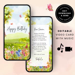 Digitale Geburtstagskarte Animierte Video eCard Happy Birthday elektronische elektronische Handy e-Card Smartphone Bday Sofort-Download für ihr Template HB01