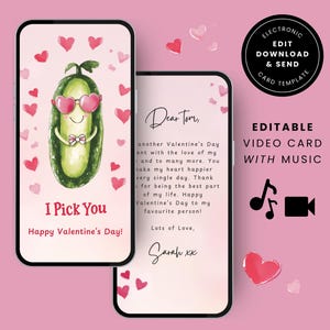Digitale Valentinstagskarte, Valentinstag animiertes Video, elektronische personalisierte e-Karte, niedlicher romantischer Vday bearbeitbarer Handy-Txt VDVC06