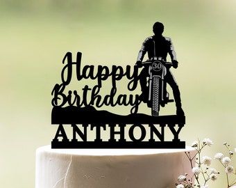 Adorno para pastel de cumpleaños con forma de motocicleta, decoración personalizada para fiesta de motociclistas, c130