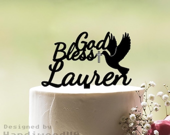 Baptism Cake Topper, God Bless Cake Topper, Christening Cake Topper, Communion Cake Topper, Custom Cake Topper, Acrylic Cake Topper, c231