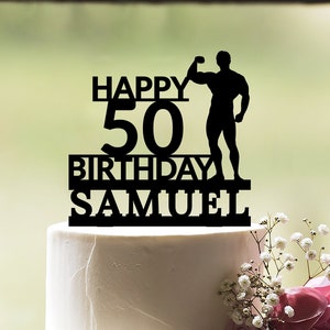 Bodybuilder birthday cake topper, Powerlifter birthday topper, Weightlifter topper, Personal trainer cake topper, Gym birthday topper,c147