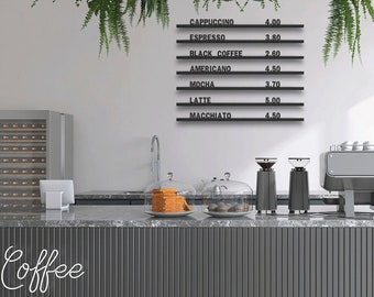 Customizable Wall Menu Board with Wooden Rails & Letters