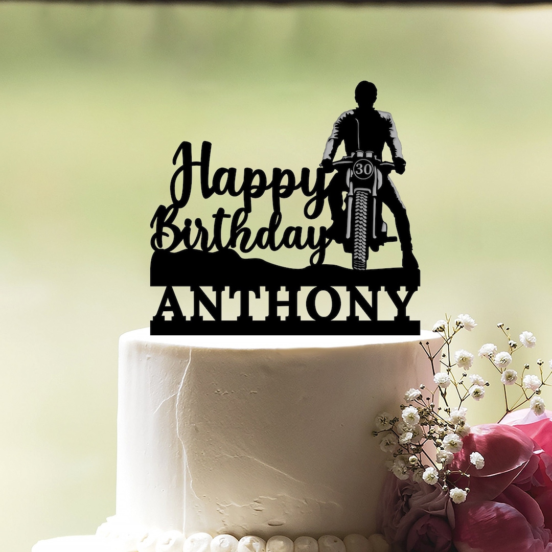 Motorcycle Birthday Cake Topper, Biker Birthday Cake Topper, Motorbike ...