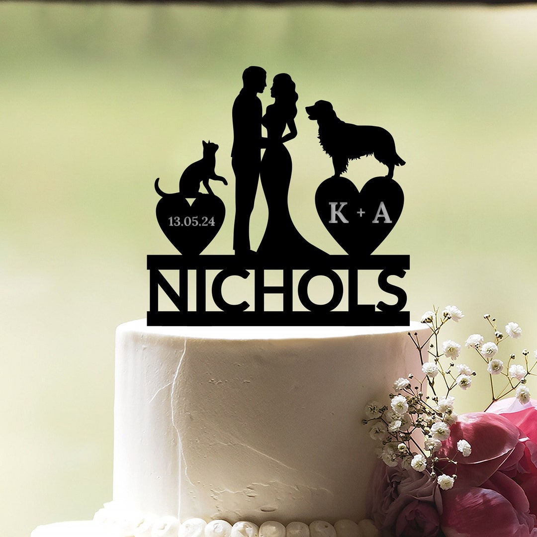 Cat Wedding Cake Topper, Dog Cake Topper, Cake Topper With Dog and Cat ...