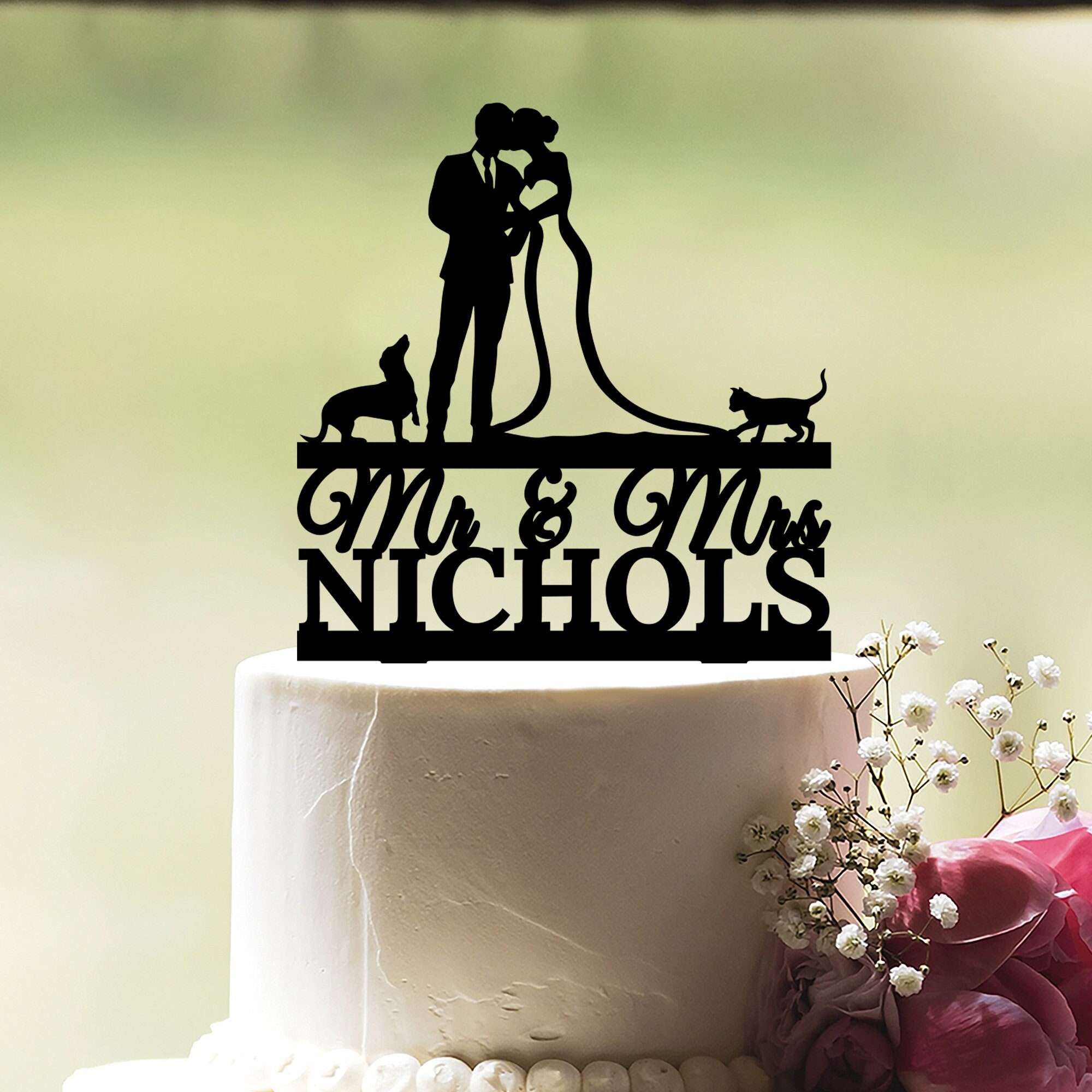 Wedding Cake Topper With Dog and Cat, Dachshund Wedding Cake Topper ...