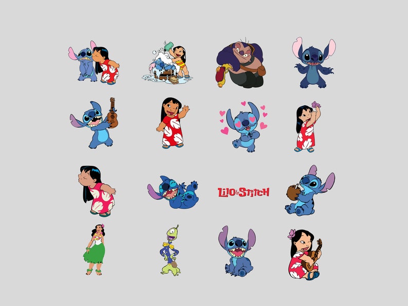 Plus de 250 fichiers groupés Lilo et Stitch Clipart, Cricut, silhouette, fichiers vectoriels coupés lilo et stitch clipart png Plus de 110 modèles uniques image 3