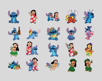 Pakiet clipartów Lilo i Stich | Pliki Cricut i Silhouette Cut (do pobrania cyfrowego)