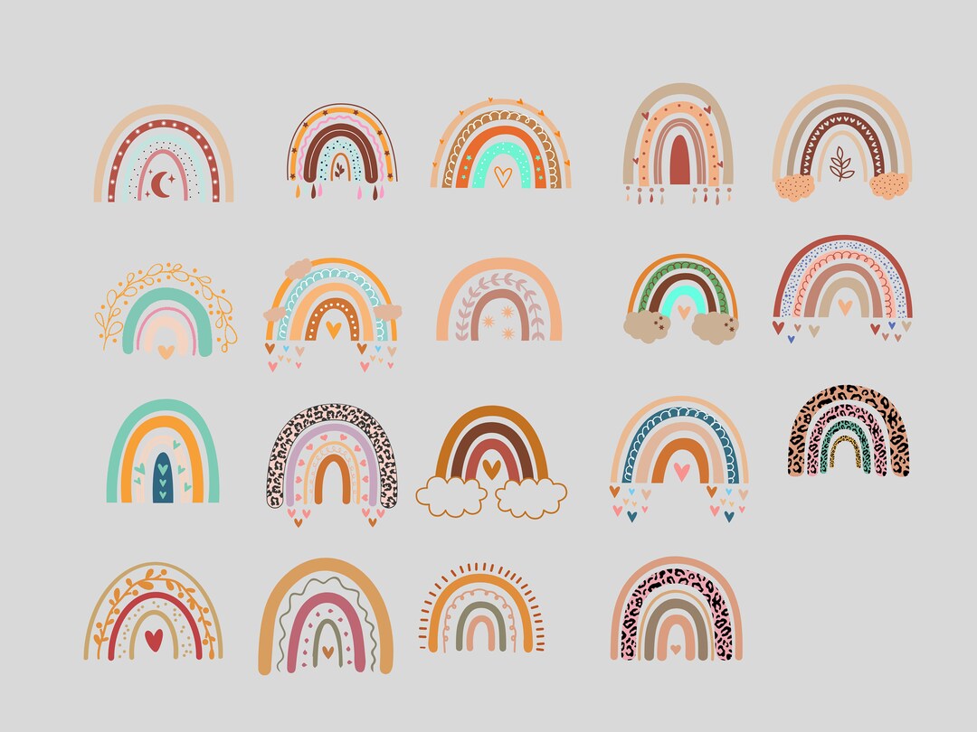 300+ Boho Rainbow Clipart, SVG, PNG (digital Download) - Etsy