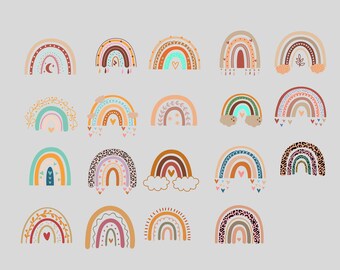 300+ Boho Rainbow Clipart, SVG, PNG (Digital Download)
