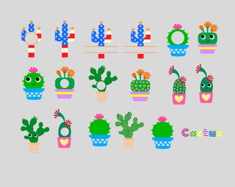 Plus de 150 cactus SVG Bundle, succulentes svg, cactus aquarelle, clipart cactus du désert, clipart succulentes, format PNG, téléchargement immédiat