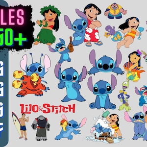 Plus de 250 fichiers groupés Lilo et Stitch Clipart, Cricut, silhouette, fichiers vectoriels coupés lilo et stitch clipart png Plus de 110 modèles uniques image 2