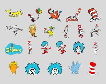 Dr. Seuss SVG-bundel, kat met de hoed-clipart (digitaal gesneden vectorbestand)