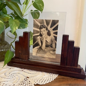 Portafoto in stile Art Dèco "Grattacielo" - Legno tinto noce fatto a mano