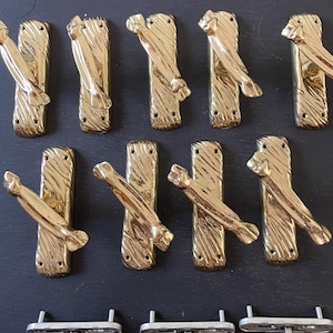 9 Pizia gold-colored brass door handles/cremone bolts - Artist's Design - Rare, out-of-production handles