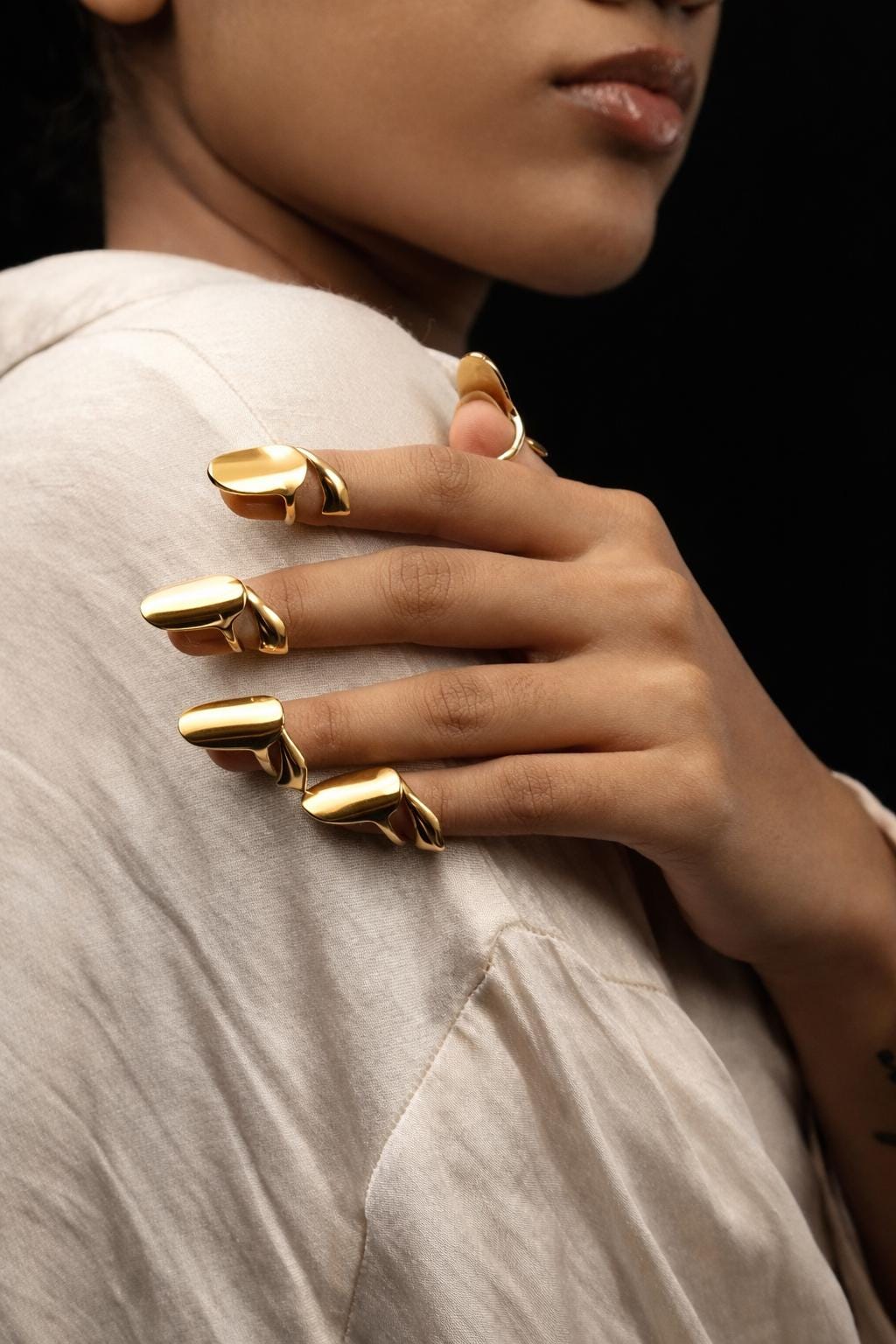 Fingertip Rings Gold Nail Rings Set, Adjustable Finger Claws, Gothic Armor Rings ...