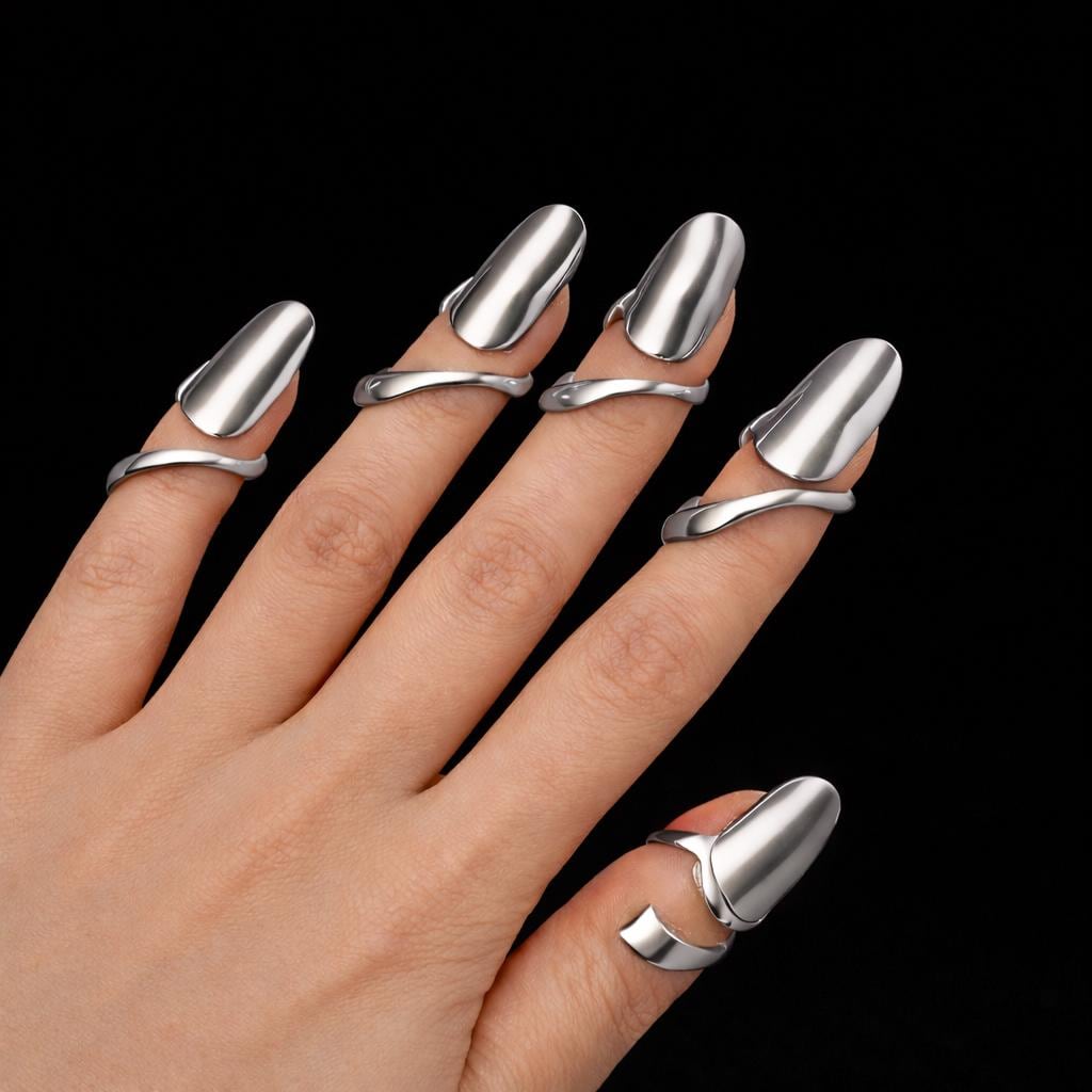Fingertip Rings Gold Nail Rings Set, Adjustable Finger Claws, Gothic Armor Rings ...