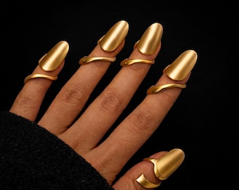 Gold Nail Rings Set, Adjustable Finger Claws, Gothic Armor Rings, Statement Fingertip Jewelry, Boho Claw Rings, Gift for Her, Costume Rings