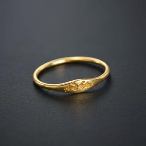 Minimalistisk guldkaninring, nätt kaninsignetring, söta djursmycken present till henne, tunn 18K guld- och silverpläterad justerbar ring present