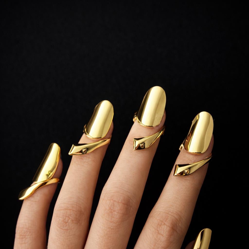 Fingertip Rings Gold Nail Rings Set, Adjustable Finger Claws, Gothic Armor Rings ...