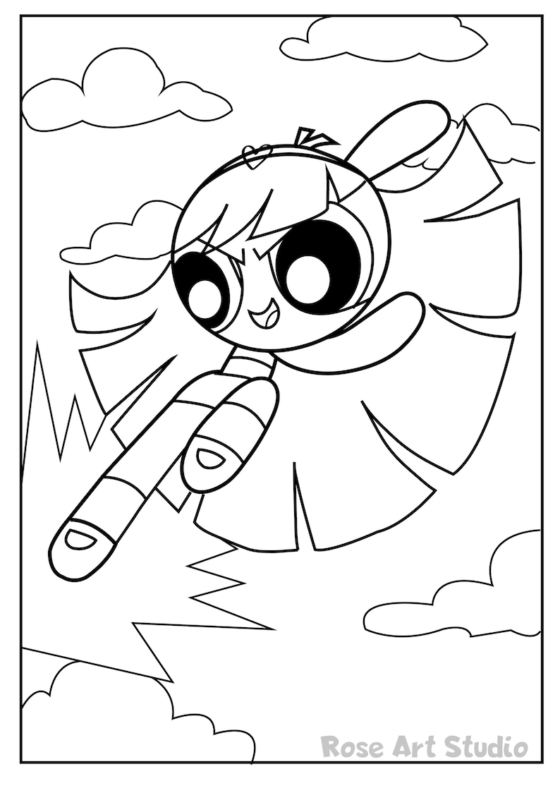 Blossom Powerpuff Girls Coloring Sheet Etsy