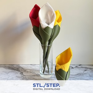 Tulip | 3D napkin holder | Digital Files | 3D flower | 3D digital file | 3D stl file | 3D model STL | napkin | 3D bouquet