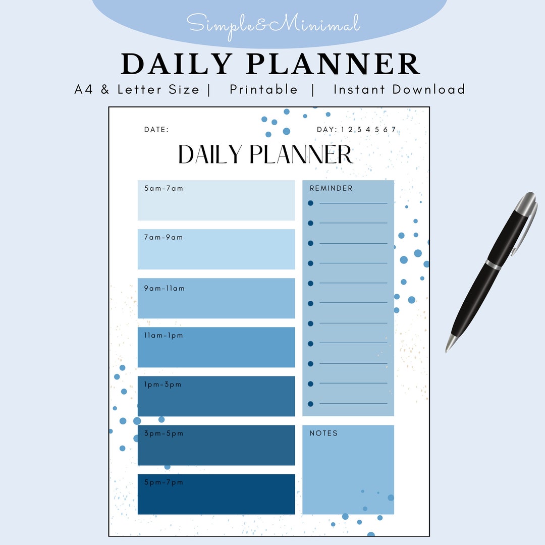 Printable Daily Planner, Daily Reminders List, Minimalist Planner,a4 ...