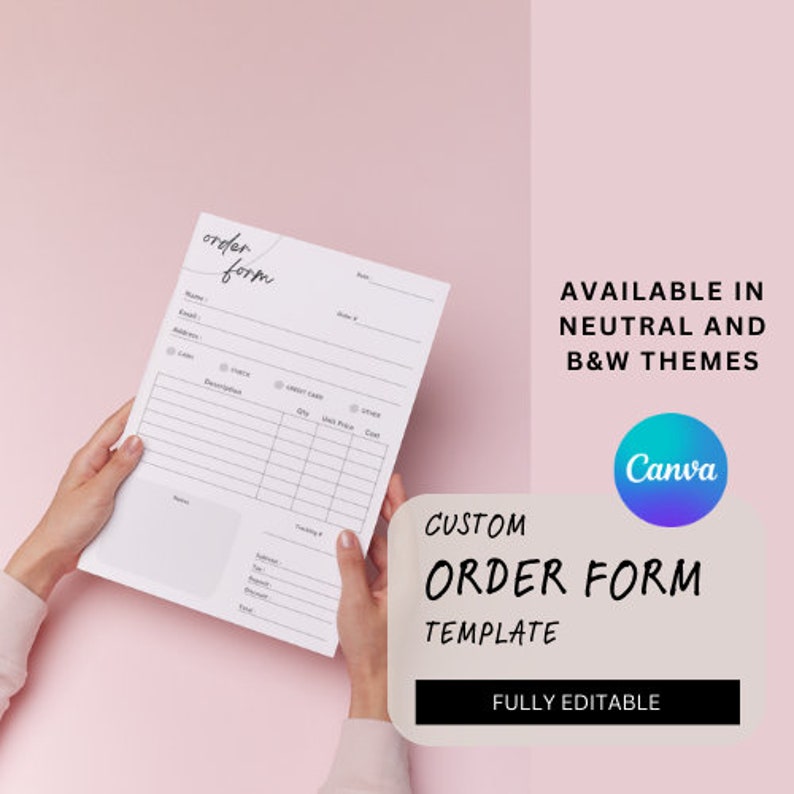 Order Form Editable, Printable Template, Etsy Shop Craft Business Forms ...