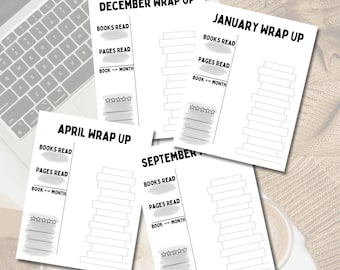 Monthly Wrap Up || 12 months || Digital Download || Printables || Happy Planner || Classic, Big || Reading Journal