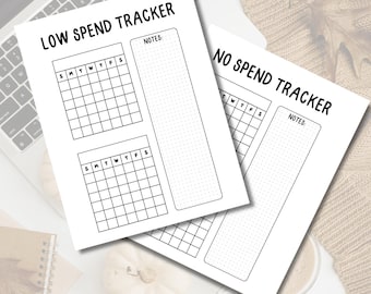 No/Low Spend Tracker | Happy Planner Inserts | Reading Journal | Budget | Printable | Digital Download
