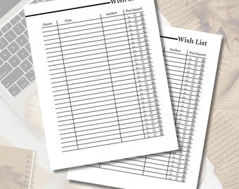 Book Wish List | Happy Planner Reading Journal | Digital Download | Printable