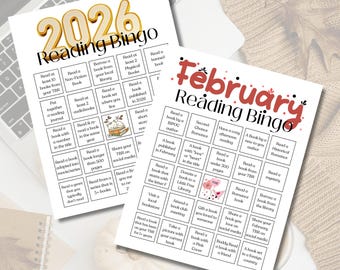 February & 2026 Reading Bingo Challenge  | Happy Planner Reading Journal | Digital Download | Printable