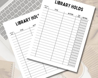 Library Hold Tracker || Digital Download || Printables || Happy Planner || Classic, Big || Reading Journal