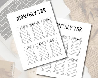 Monthly TBR Tracker | Happy Planner Inserts | Reading Journal | Printable | Digital Download