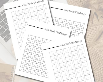 100 & 200 Book Yearly Reading Challenge | Happy Planner Reading Journal | Digital Download | Printable