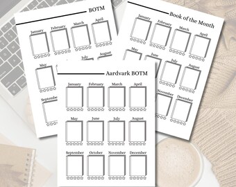 Book of the Month, Aardvark, and BOTM | Happy Planner Reading Journal | Digital Download | Printable