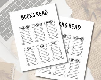 8 Books Read Monthly | Happy Planner Inserts | Reading Journal | Printable | Digital Download