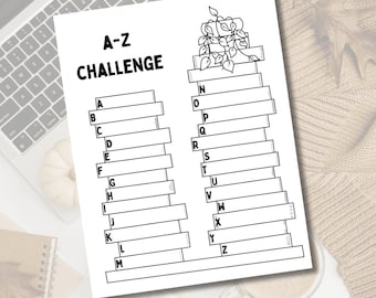 A-Z Reading Challenge | Happy Planner Inserts | Reading Journal | Printable | Digital Download
