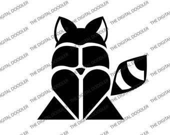 Mapache de dibujos animados sentado SVG / Criaturas lindas del bosque, Descarga digital, Imágenes Prediseñadas