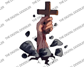 Dessin animé main de Jésus avec croix PNG | Pâques PNG, téléchargement numérique, Clipart