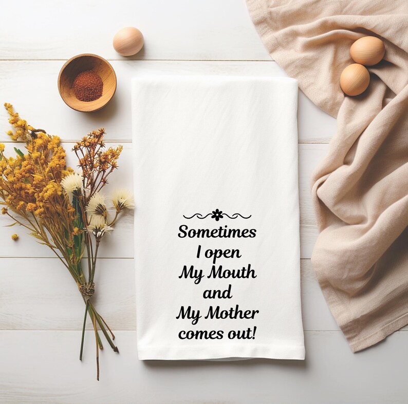 Sometimes I Open My Mouth And My Mother Comes Out Hand Towel image 1