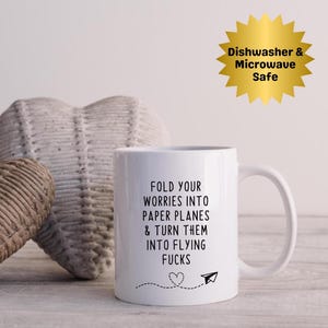 Vik dina bekymmer i pappersplan, flygande knullar, mugg, flygande knullar, diskmaskinssäker mugg, present till kaffe- och teälskare