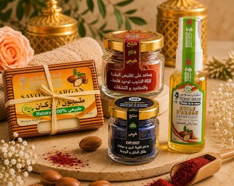 Moroccan Argan Oil Skincare Set – Blue Nila, Red Akker, Argan Soap Natural Beauty