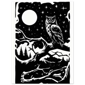 Poster con gufo incorniciato / Carta opaca premium (imperiale)