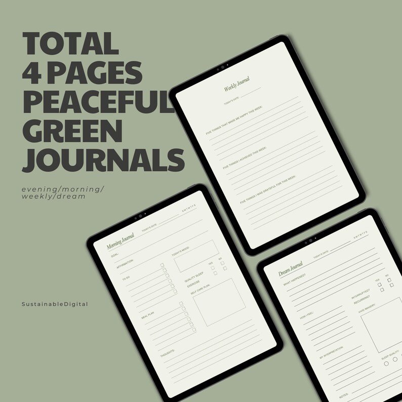 Mindfulness Journal Printable BUNDLE, Digital Daily Journal, Dream