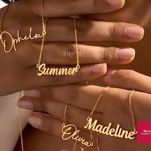 Custom Name Necklace, Personalized Name Necklace, 18K Gold Plated Name Necklace, Birthday Gift for Her, Mother&#39;s Day Gift, Gift for Mom