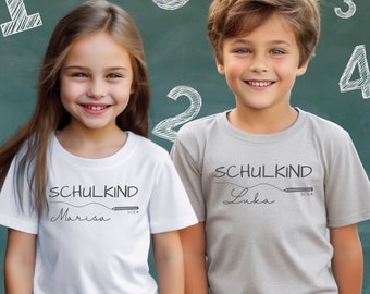 T-Shirt zum Schulanfang | Einschulung Erstklässler | Einschulungsshirt Erster Schultag Schulanfang | Mädchen Junge mit Namen 2024