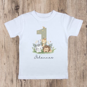 Camiseta camiseta cumpleaños, personalizada, cumpleañera, niño, niña, unisex, con nombre y edad del niño imagen 1