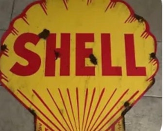 Antique Look Shell Gasoline and Oil Dealer Pump Sign - Etsy