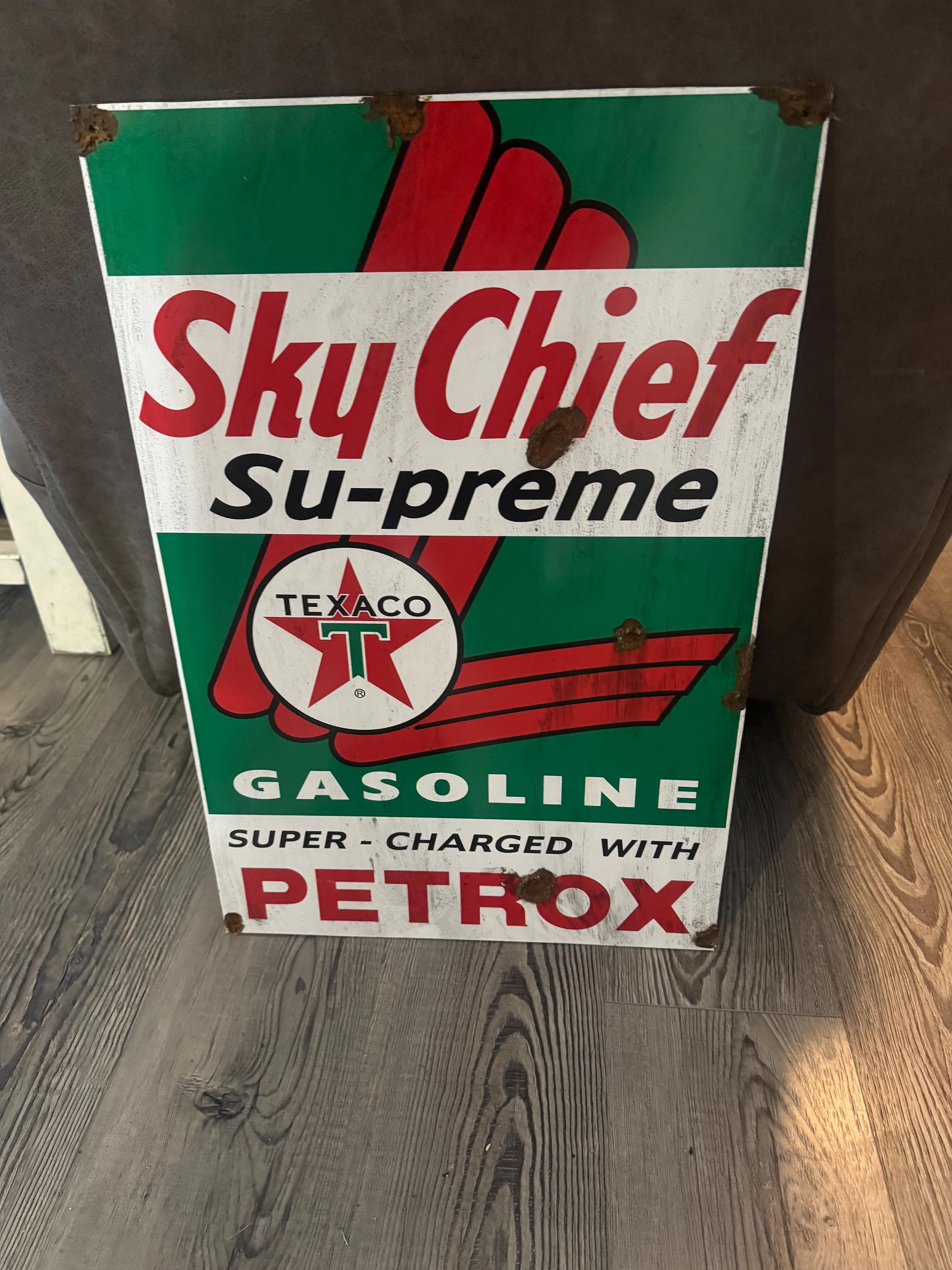 Antique Style-barn Find Look Texaco Sky Chief Gas Pump Plate Sign - Etsy