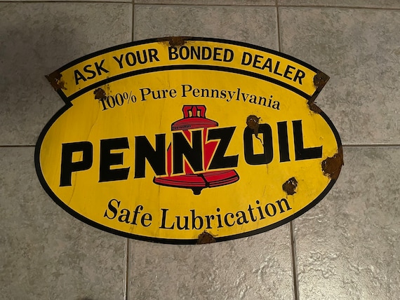 Antique Look Pennzoil Gasoline and Oil Dealer Sales Sign - Etsy